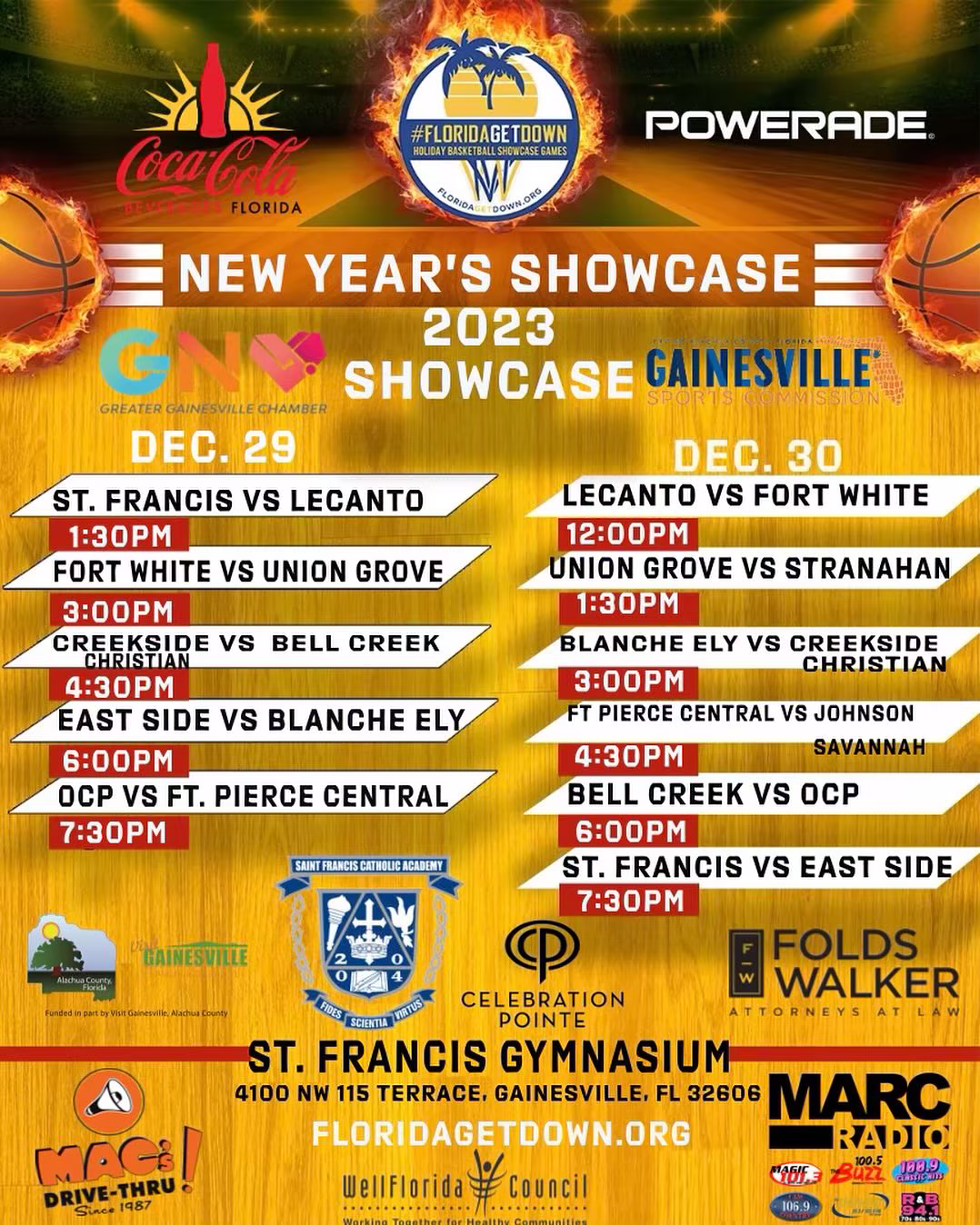 Florida Get Down 2023 orange schedule graphic